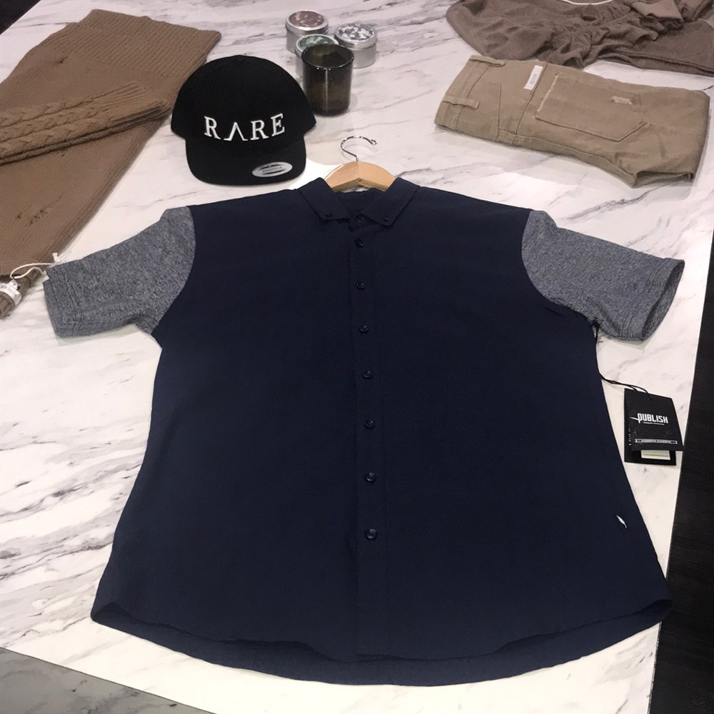 ⭐️HP⭐️ Publish Brand Hans Shirt XL Navy/Grey